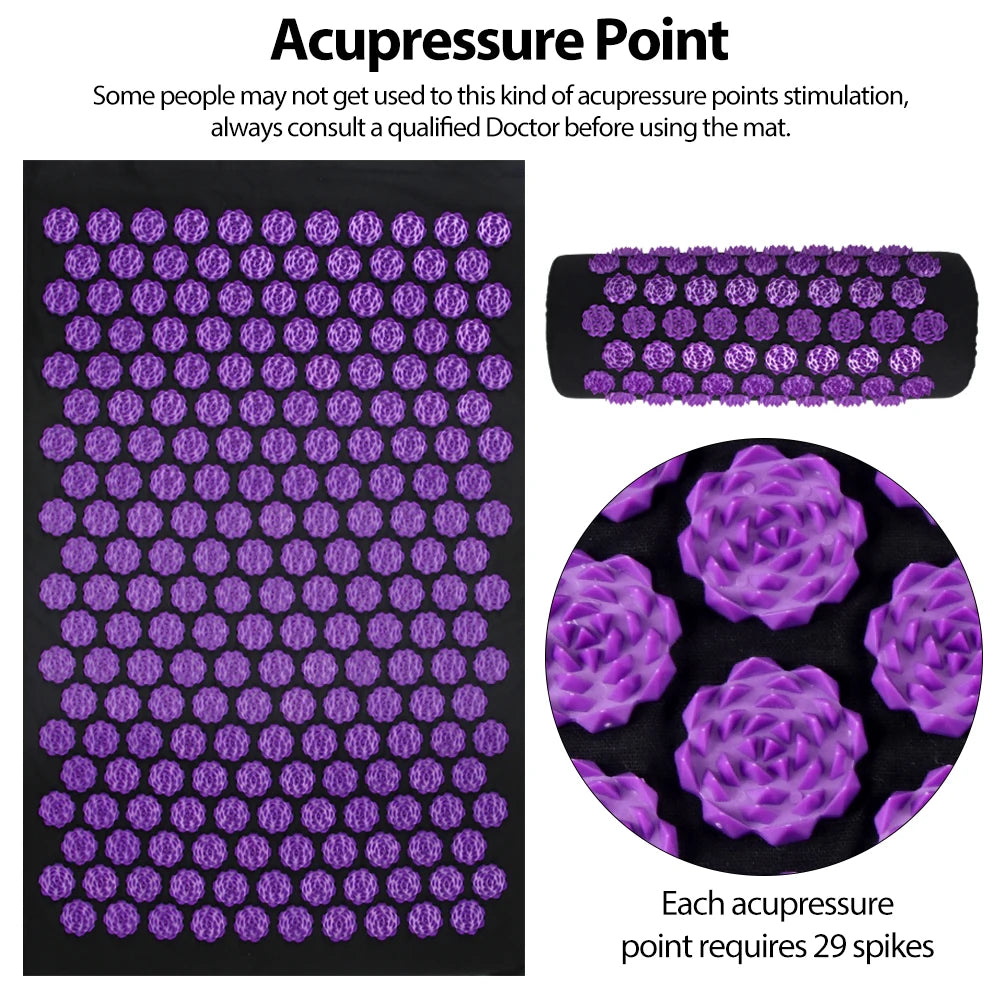 ZenRelief Acupressure Mat – Relaxation & Pain Relief. Acupressure Yoga Mat Kuznetsov Applicator Cushion Sensi Massage Body Needles With Spikes Pillow Foot Massager Fitness Pilates