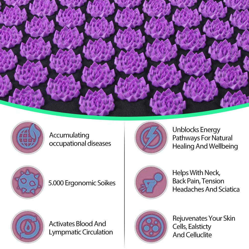 ZenRelief Acupressure Mat – Relaxation & Pain Relief. Acupressure Yoga Mat Kuznetsov Applicator Cushion Sensi Massage Body Needles With Spikes Pillow Foot Massager Fitness Pilates